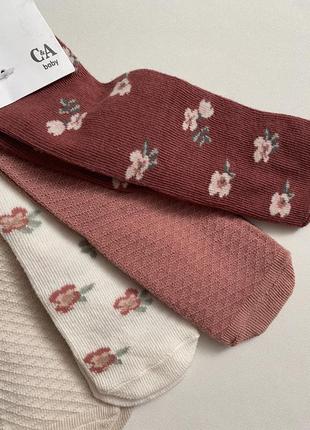 Набір/комплект шкарпеток/шкарпетки в квіти на дівчинку 21-23 розмір/18-24 місяці c&a4 фото