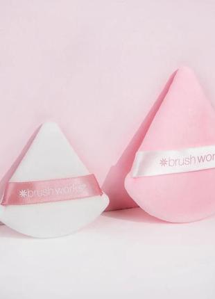 Brushworks triangular powder puff duo набір косметичних пуховок3 фото