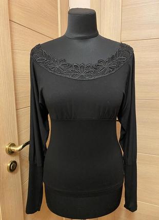 Новая изысканная брендовая трикотажная блуза черного цвета 46 размер м