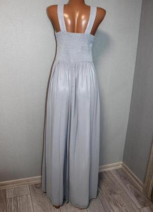 Очень крутое серое макси длинное шифоновое платье в пол вышивка и стразы м,463 фото