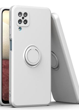 Чехол fiji holder ring для samsung galaxy m12 (m127) бампер накладка с подставкой ivory white