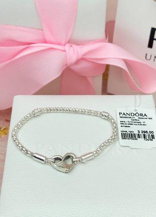 Серебряный браслет серебро пандора pandora silver s925 ale с биркой и пломбой 925 пробой сердца2 фото