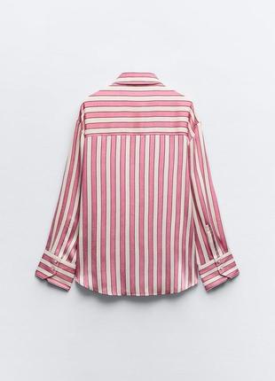 Рубашка женская полосатс розовая zara new2 фото