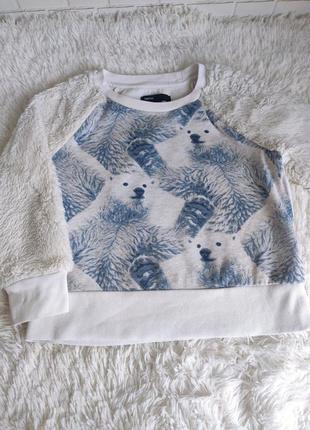 Свитшот, реглан с плюшевыми рукавами