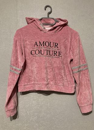 Худи двунитка велюр укороченный