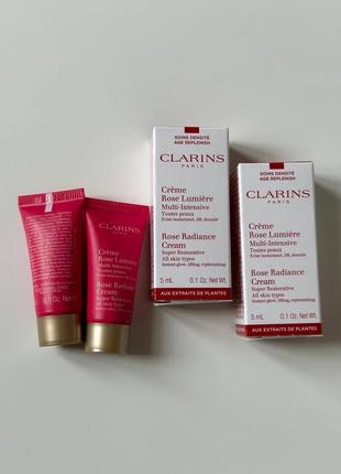 Денний відновлювальний крем від зморшок clarins super restorative rose radiance cream міні 5ml