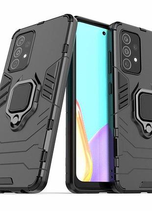 Чехол fiji ring для samsung galaxy a52 (a525) бронированный бампер с кольцом черный