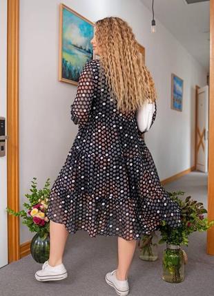 Шифонова сукня великого розміру з довгим рукавом, жіноче плаття батал з принтом3 фото