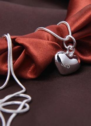 Подвеска сердце серебро 925 покрытие кулон сердечко цепочка6 фото