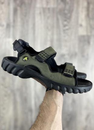Crocs сандали m12 45 размер кожаные коричневые оригинал