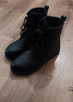 Базовые черные женские ботинки на зиму теплые женские ботинки берцы зимние берцы черные зимние женские ботинки на меху эко3 фото