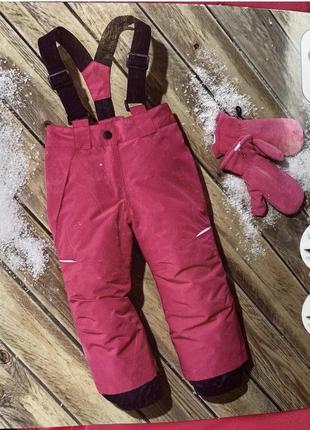 Лыжные мембранные брюки термо 98-104см lupilu девочка розовые5 фото
