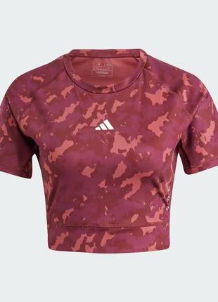 Женская футболка для тренировок adidas techfit camo print crop1 фото