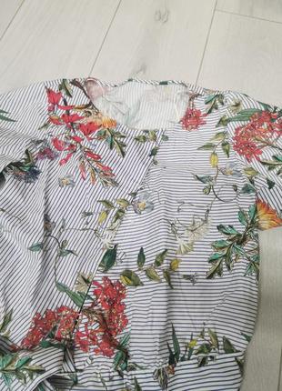 Очень красивая коттоновая блуза с растительным принтом3 фото