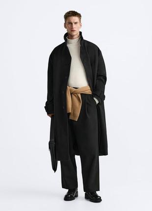 Тренч черный мужской хлопковый zara new