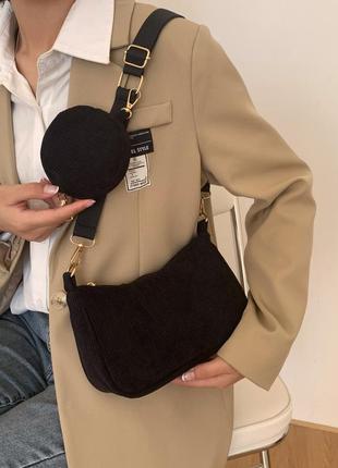 Вельветовая сумочка кросс-боди