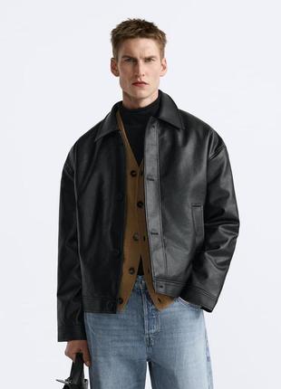Куртка мужская черная под кожу zara new