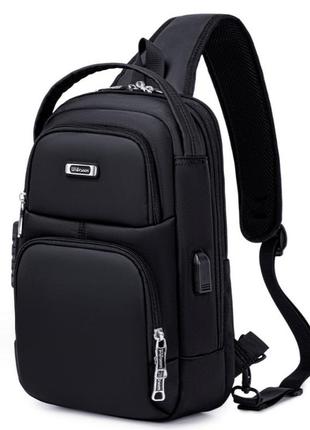 Рюкзак однолямковий сумка wiersoon w51831 з кодовим замком міський вологостійкий 9л колір чорний1 фото