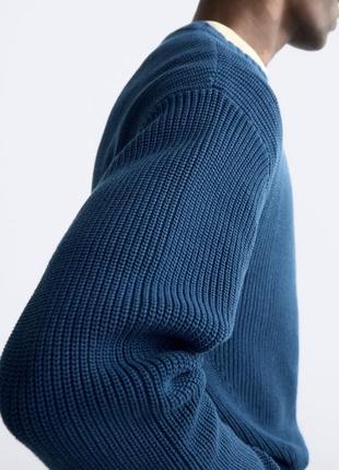 Свитер мужской синий текстурированный zara new