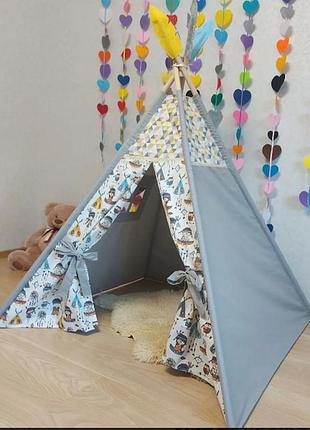 Большой детский домик вигвам , палатка - веселые индейцы, 150*150*200 новинка 2024 !