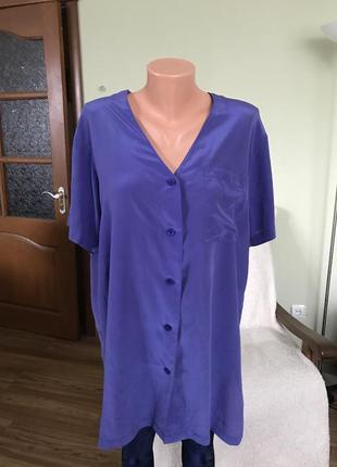 Шелковая блуза цвета индиго