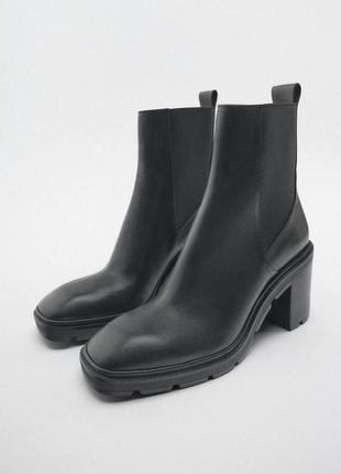 Zara ботильоны, сапожки женские, кожа, размер 382 фото