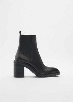 Zara ботильоны, сапожки женские, кожа, размер 381 фото