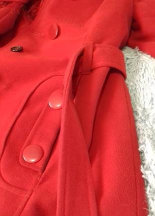 Кашемировое, демисезонное, красное пальто6 фото