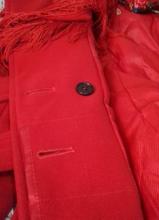 Кашемировое, демисезонное, красное пальто9 фото