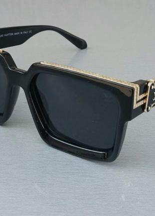 Брендові  окуляри великі жіночі сонцезахисні чорні з золотом
