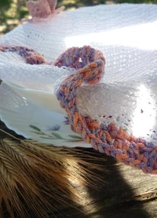 Handmade ажурна серветка метелик ірис бавовна в'язання гачком вінтаж запорошена троянда5 фото
