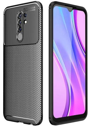 Чехол fiji ultimate carbon для xiaomi redmi 9 противоударный бампер черный