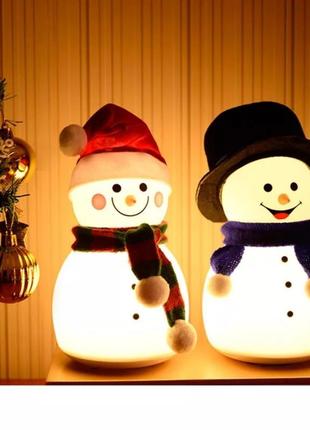 Настольный светильник детский силиконовый ночник “снеговик” на аккумуляторе3 фото