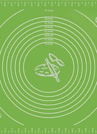 Силиконовый антипригарный коврик для выпечки и раскатки теста 50x40 см 2life зеленый (n-332)1 фото