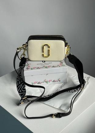 Женская сумка через плечо 💎 marc jacobs the snapshot cloud white/multi premium марк джейкобс кросс - боди