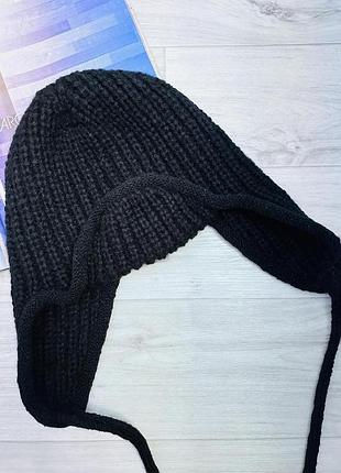Шапка-ушанка вязаная one size 55-58 черный (5004)