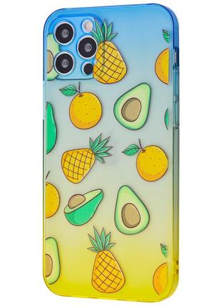 Чехол для iphone 12 pro max сине-желтый авокадо
