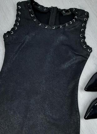 In vouge коротке чорне плаття стрейч з металевою обробкою1 фото