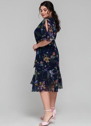 Элегантное женское шифоновое платье с цветочным принтом, большие размеры5 фото