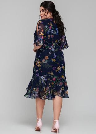 Элегантное женское шифоновое платье с цветочным принтом, большие размеры4 фото