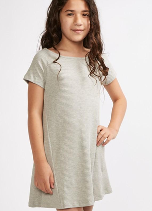 Платье летнее оверсайз серое трикотажная резинка "sugar squad" англия на 10-14 лет