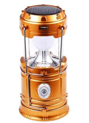 Кемпинговый светодиодный фонарь or-5800т акумуляторний на солнечных батареях золотой
