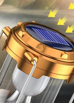 Кемпинговый светодиодный фонарь or-5800т акумуляторний на солнечных батареях золотой
