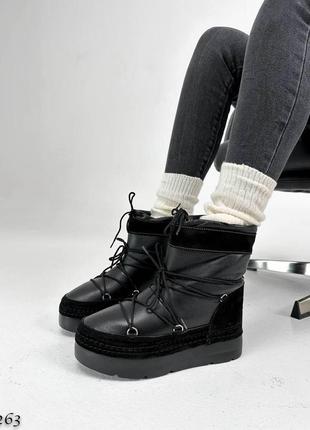Ботинки женские эко-кожа/эко-замша черные зима 40,41р7 фото