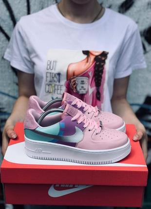 Nike air force 1 platform 🆕 женские кроссовки лайк🆕 розовый/белый5 фото