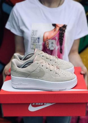 Nike air force 1 platform beige 🆕 женские кроссовки лайк🆕 беж/белый5 фото