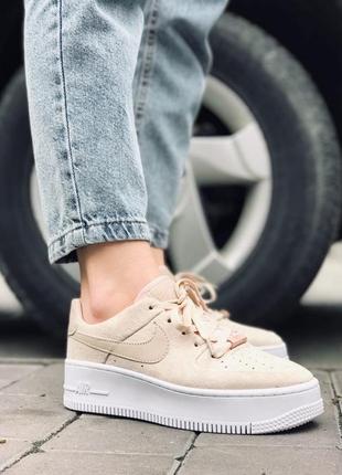 Nike air force 1 platform beige 🆕 женские кроссовки лайк🆕 беж/белый2 фото