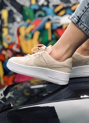 Nike air force 1 platform beige 🆕 женские кроссовки лайк🆕 беж/белый4 фото