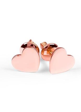 Дитячі  сережки з червоного золота з сердцем
