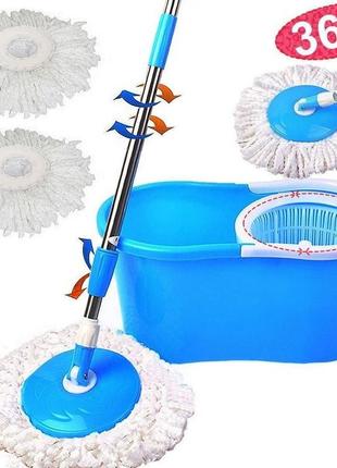 Швабра веревочная с ведром и автоматическим отжимом, spin mop 360, швабра лентяйка для...